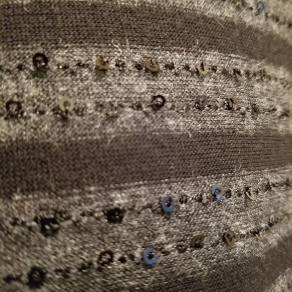 Express 3/4 sleeve black stripe sequin dress Size M - Picture 7 of 12